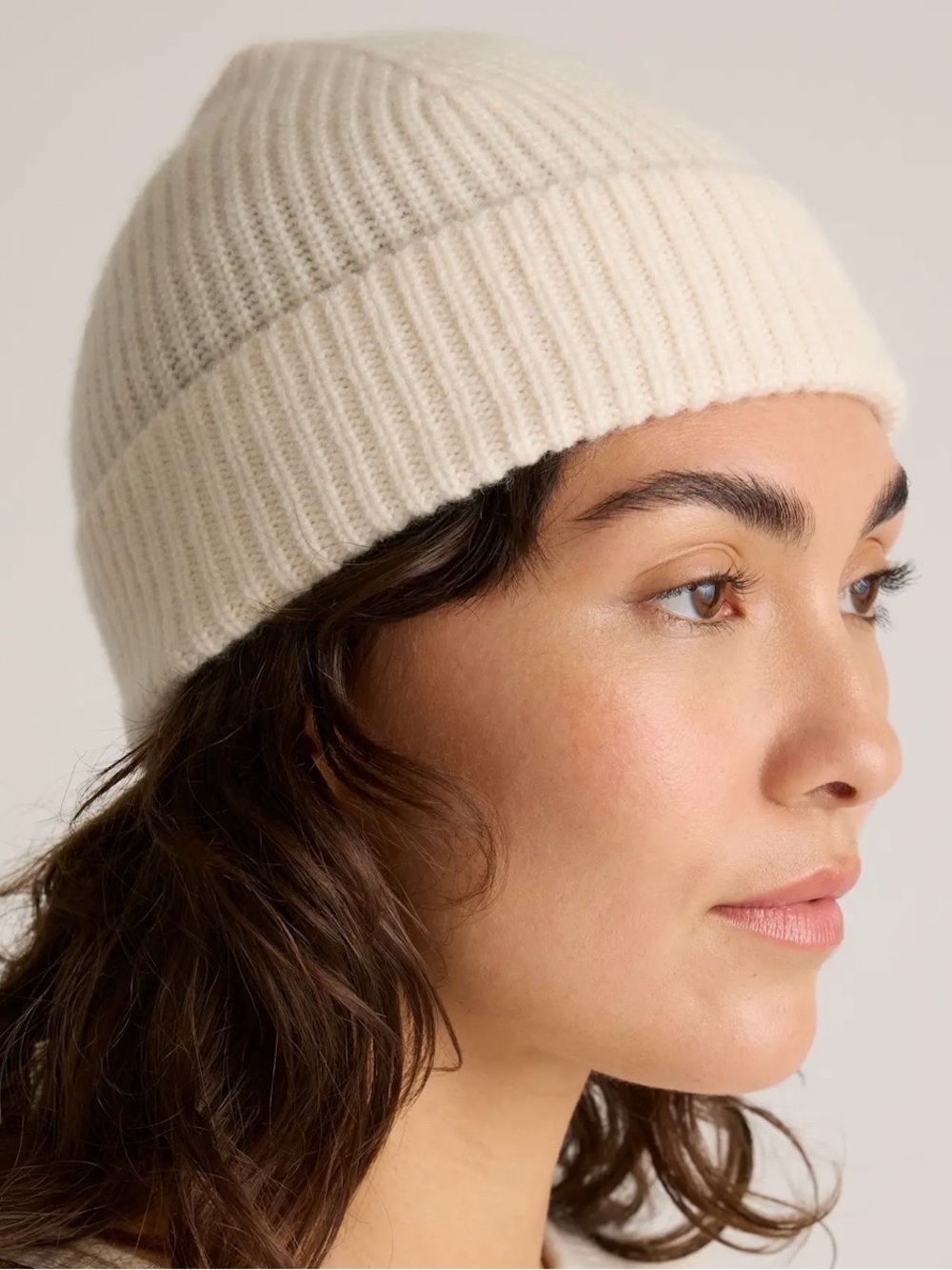 100% Cashmere Ivory Beanie